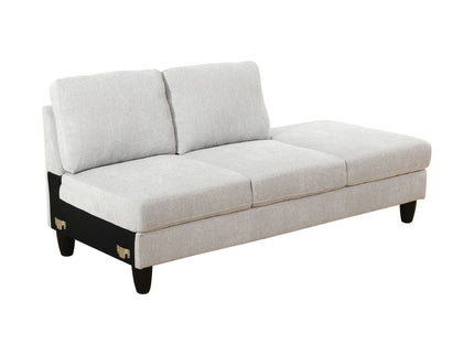 2 Piece L - Shaped Left Chaise Sectional Sofa With Ottoman, Living Room Furniture - White / Gray