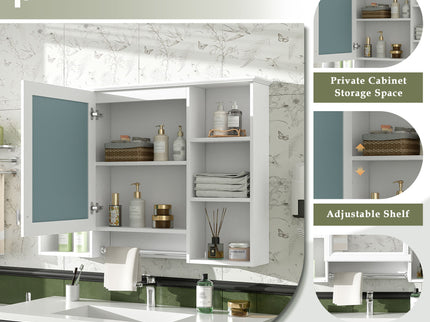 3 In 1 Modern Bathroom Mirror Cabinet With Adjustable Shelf, Soft Close Door, High Definition Mirror & Towel Bar