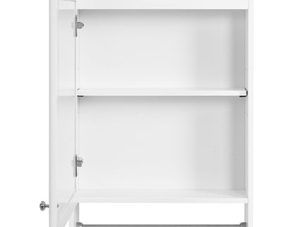 3 In 1 Wall Mounted Bathroom Mirror Cabinet With Adjustable Shelf, Soft Close Door, Mirror & Towel Bar - White