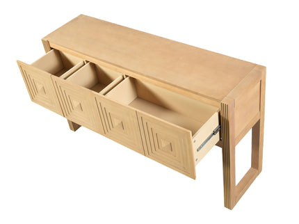 Geometric Carved Console Table With 3 Soft Close Drawers