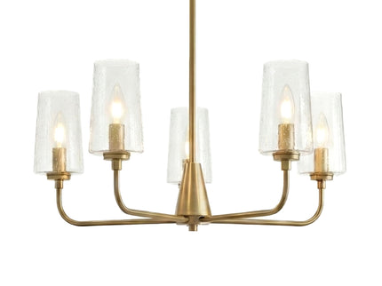 Dazzle - 5 Lights Chandelier With Clear Seeded Satin - Antique Brass / Clear / Gold