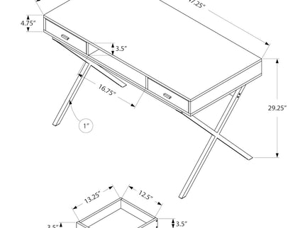 Computer Desk For Home Office, Laptop, Storage Drawers, Glossy Contemporary & Modern