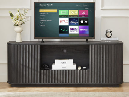 Modern Wavy TV Stand Rounded Sideboard With Storage Cabinet