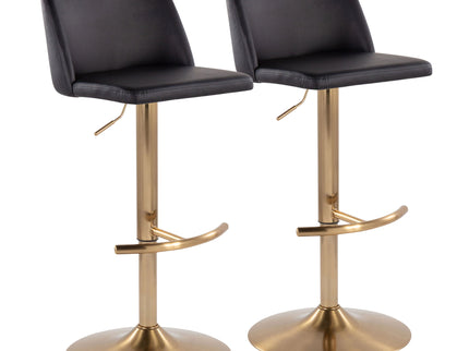 Toriano - Contemporary Adjustable Barstool With Swivel With Rounded T Footrest (Set of 2)