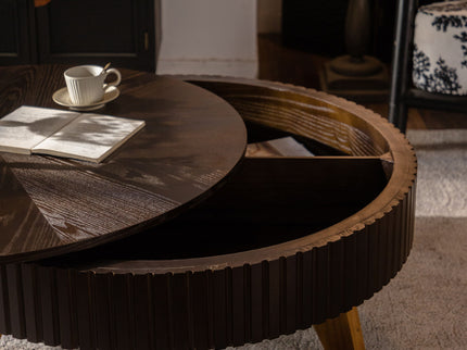 Round Retro Coffee With Solid Wood Legs