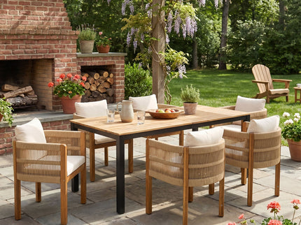 Outdoor Dining Set & Table And Rope Chairs
