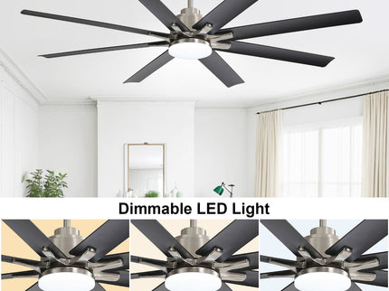 Ceiling Fan With Dimmable LED Light, 8 Blades, Reversible DC Motor, Remote Control
