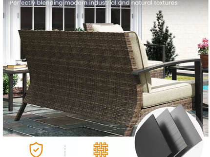 2 Piece Patio Set With Cushions & Coffee Table