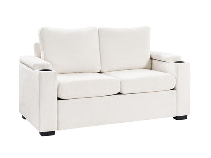 Pull Out Sofa Bed Loveseat With Twin Mattress, Cup Holders And Arm Storage