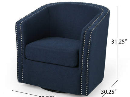 Modern Upholstered Swivel Club Chair With Nailhead Trim
