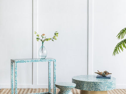 Unique Capiz Coffee Table & Pedestal Base