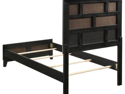 Twin Panel Bed With Tapered Legs - Gray