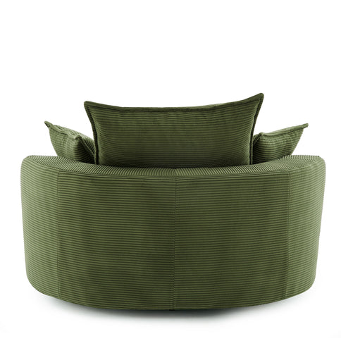 360° Swivel Accent Barrel Chair With Dual Layer Cushion And 3 Removable Pillows