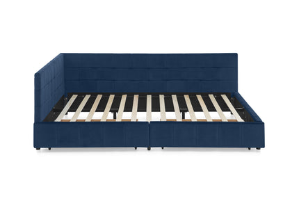 Upholstered Bed Frame With Tufted Backrest And Armrests