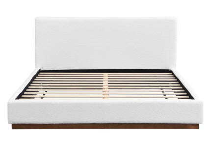 Queen Size Upholstered Bed With Solid Base Frame - White