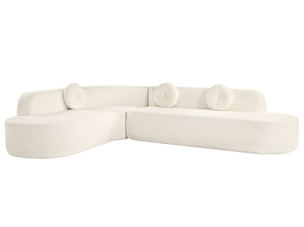 Extra Large Sectional Sofa Soft Fabric Upholstery, Elegant Curved Design With 3 Round Cushions, High - Resilience Foam For Ultimate Comfort - Beige