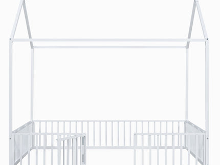 Metal House Bed With Fence And Door