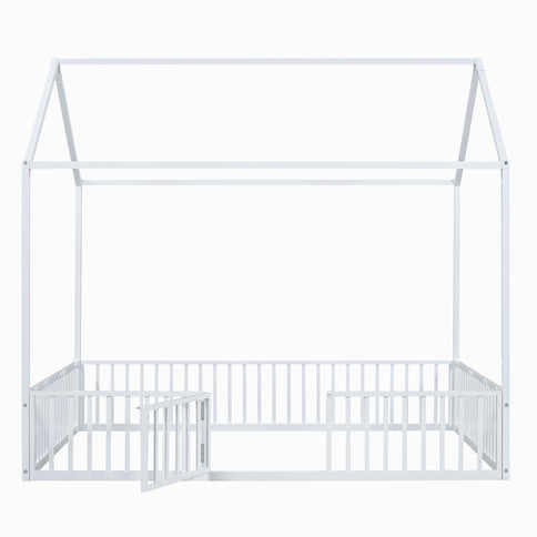 Metal House Bed With Fence And Door