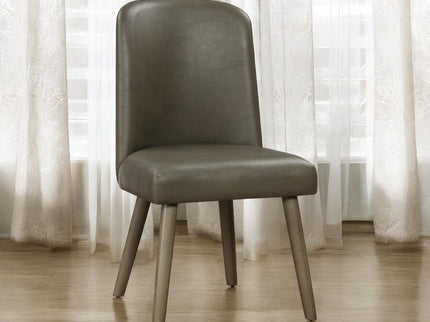 Waylon - Synthetic Leather Side Chair (Set of 2) - Gray / Oak