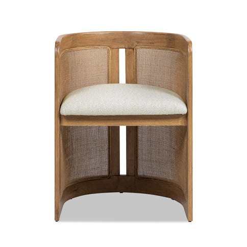 Lilith - Curved Upholstered Dining Chair, Stain Resistant High - White Pepper