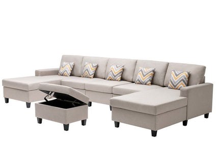 Nolan - Fabric 6 Piece Sectional Sofa With Pillows And Interchangeable Legs