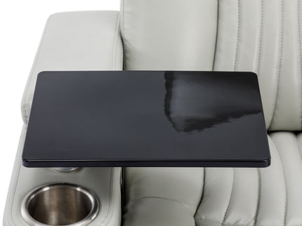 270° Power Swivel Recliner Home Theater Chair With Hidden Arm Storage, LED Light, Cup Holder, And Tray Table