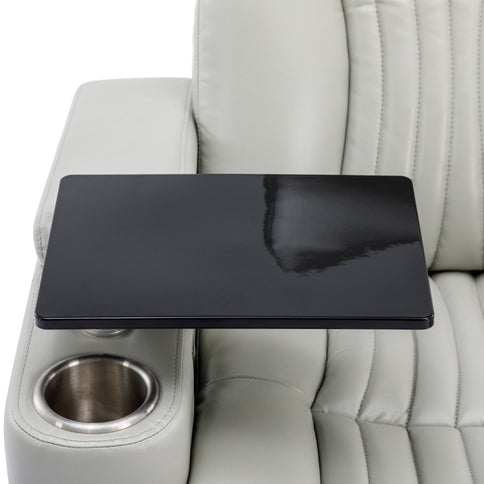 270° Power Swivel Recliner Home Theater Chair With Hidden Arm Storage, LED Light, Cup Holder, And Tray Table