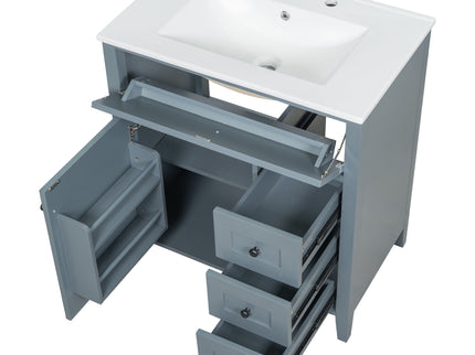 Bathroom Vanity With Sink, 3 Drawers And Adjustable Shelf