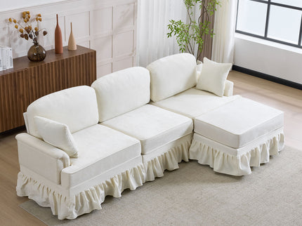 Cloud Sofa With Removable Ruffled Skirt With Ottoman And Flared Arms