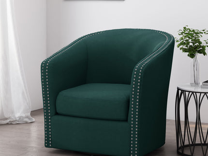 Modern Upholstered Swivel Club Chair With Nailhead Trim