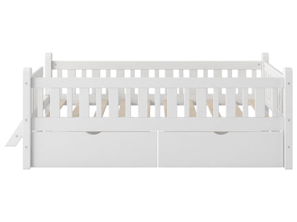 Platform Bed With Guardrail And 2 Drawers