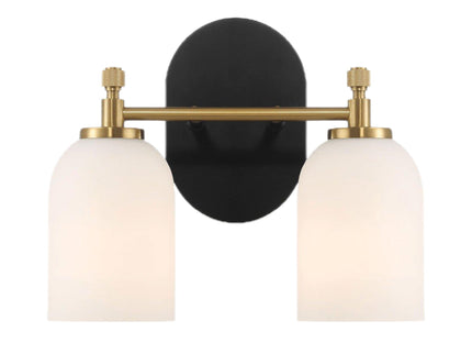 Vortex - 2 Lights Vanity In Style For Over Bathroom Mirror Wall Sconce - Black / Gold / White