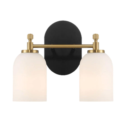 Vortex - 2 Lights Vanity In Style For Over Bathroom Mirror Wall Sconce - Black / Gold / White