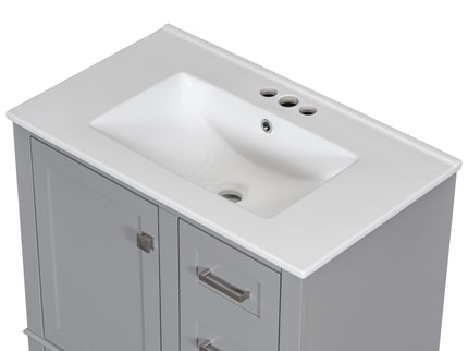 Bathroom Vanity, Modern Bathroom Cabinet With Sink Combo Set, Bathroom Storage Cabinet With A Soft Closing Door And 3 Drawers, Solid Wood Frame