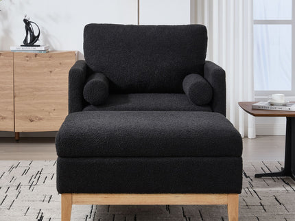 Oversized 360 Degree Swivel Barrel Accent Chair And Ottoman Set With Storage