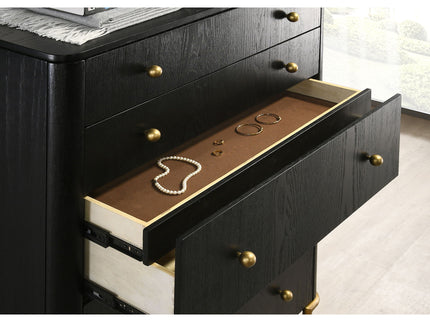 Anser - 5 Drawer Chest, Bedroom Storage Furniture - Black