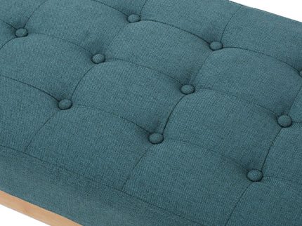 Vibratory - Button Tufted Upholstered Ottoman With Splayed Wooden Legs - Teal / Natural