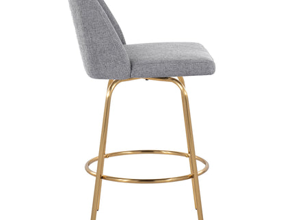 Toriano - Contemporary, Fixed Height Counter Stool With Swivel With Round Footrest (Set of 2)