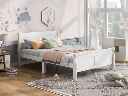 Platform Bed Frame Mattress Foundation Sleigh Bed With Headboard / Footboard / Wood Slat Suppor