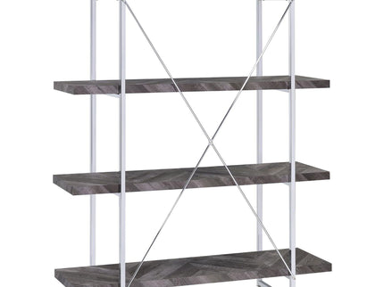 Herringbone - Bookcase With Full Length Shelf - Gray