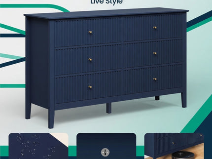Modern 6 Drawer Fluted Dresser