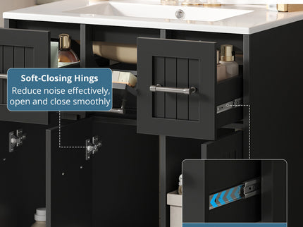 Bathroom Vanity With Undermount Sink, Soft-Close Doors, Drawers, Ceramic Sink