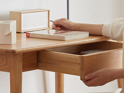Computer Study, Work Desk Dressing Table Slim With Drawer - Oak Natural