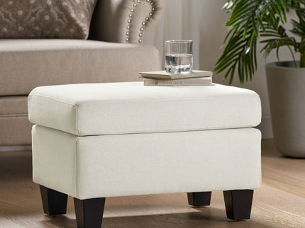 Springfield - Ottoman Contemporary Design Fabric Birch Wood Legs - Beige