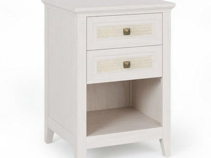 Nightstand With 2 Drawers & Shelf - White