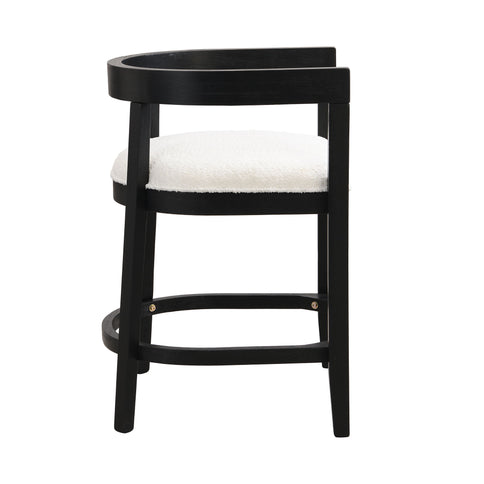 Modern Rubberwood Counter Stool Set With Upholstered Seats