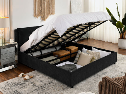 Storage Upholstered Hydraulic Platform Bed With Integrated Headboard