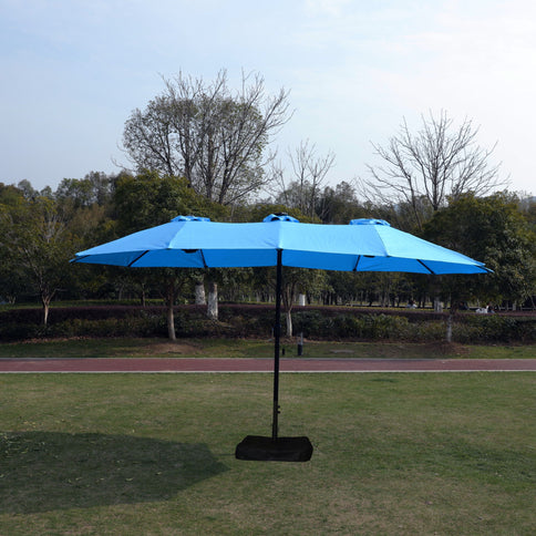 Double- Sided Outdoor Market Umbrella With Lights And Base
