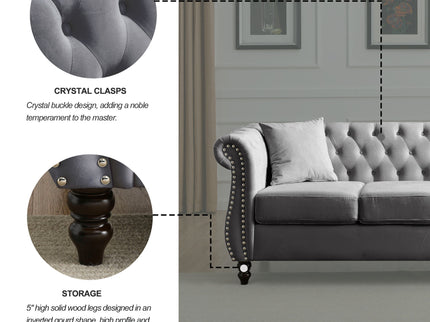 Chesterfield Sofa With Rolled Arms And Nailhead Trim