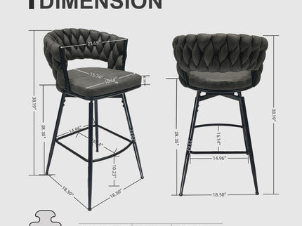 Bar Stool 360 Swivel With Back Footrest